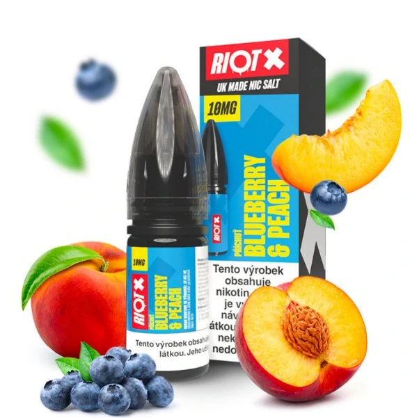Liquid RIOT X Salt Blueberry & Peach (Borůvka a broskev) 10ml-20mg