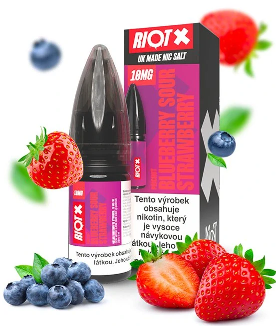 Liquid RIOT X Salt Blueberry Sour Strawberry (Kyselá borůvka a jahoda) 10ml-10mg