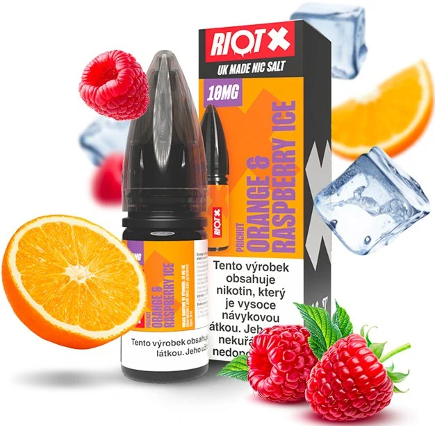 Liquid RIOT X Salt Orange & Raspberry Ice (Ledový pomeranč a malina) 10ml-10mg