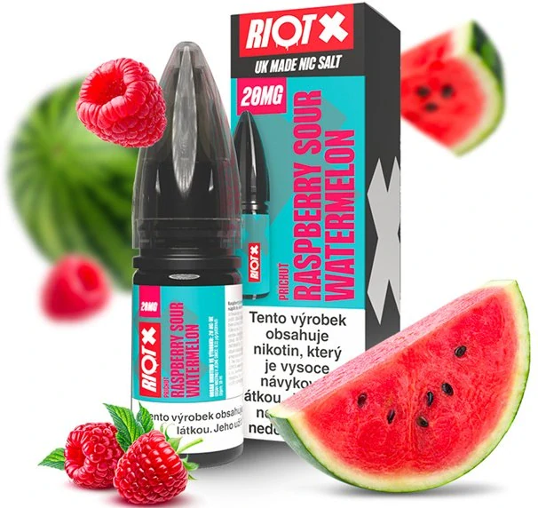 Liquid RIOT X Salt Raspberry Sour Watermelon (Malina a vodní meloun) 10ml-20mg