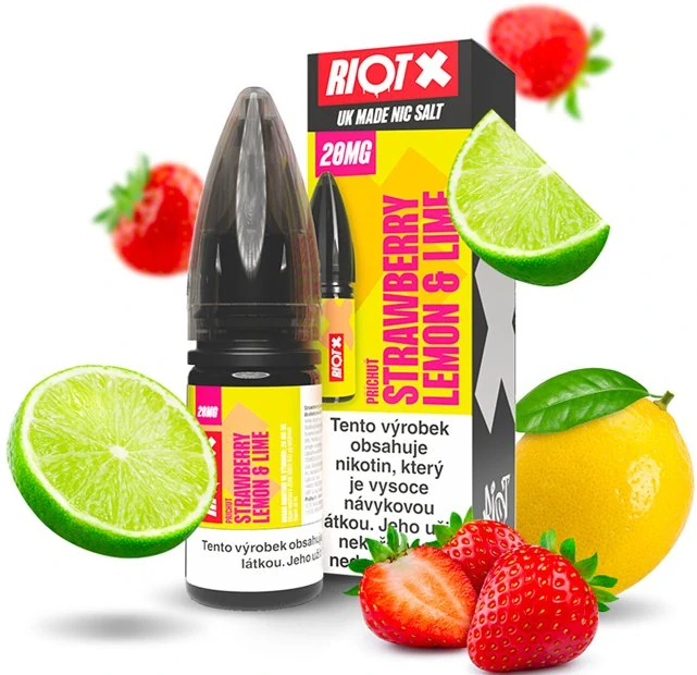 Liquid RIOT X Salt Strawberry Lemon & Lime (Jahoda, citron a limetka) 10ml-20mg