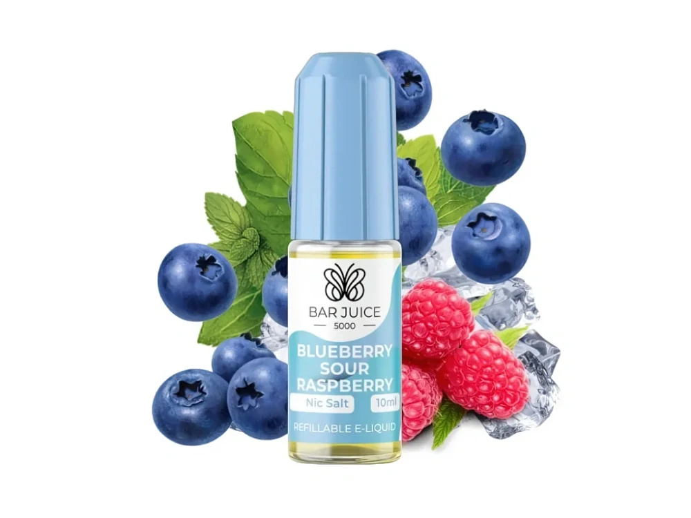 BAR JUICE 5000 Salt Blueberry Sour Raspberry 20mg 10ml Borůvka, Malina, Chladivá složka (ICE)