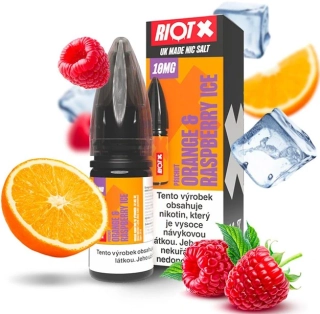 Liquid RIOT X Salt Orange & Raspberry Ice (Ledový pomeranč a malina) 10ml-20mg